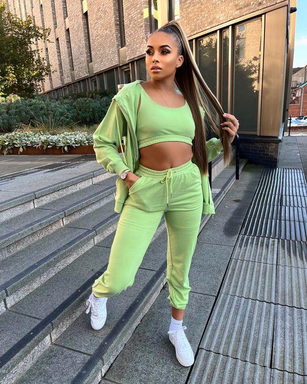 Premium Zip Hoodie, Jogger and Crop Set in Mint - watts that trend