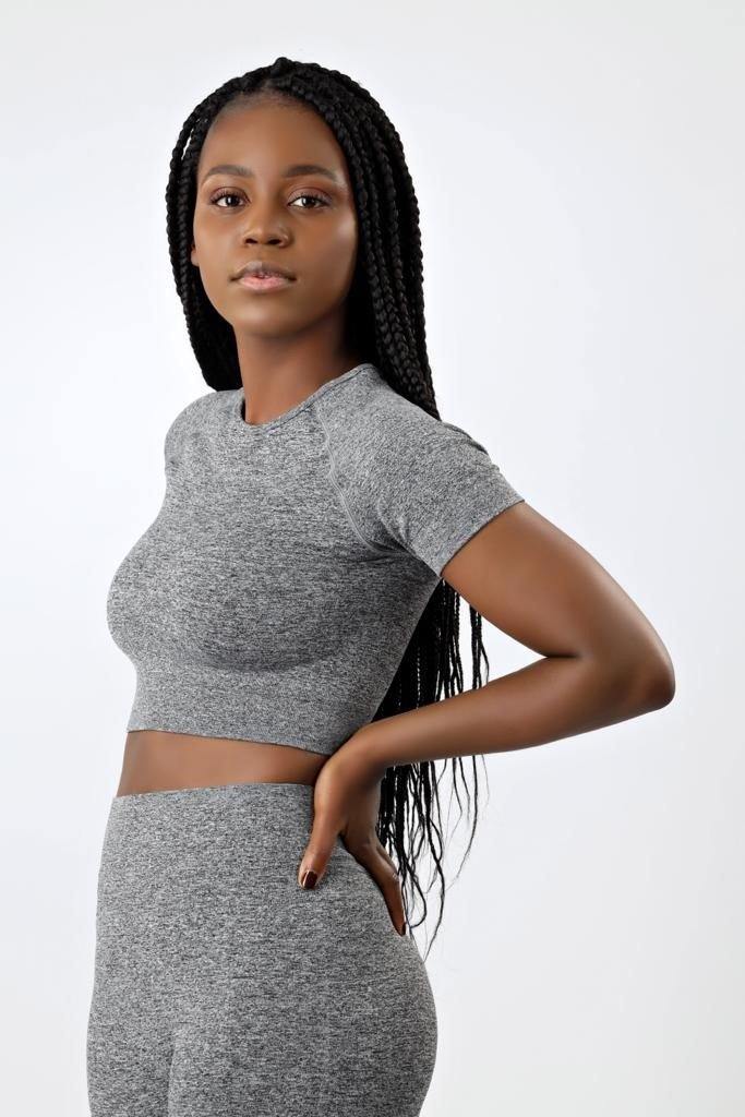 Short Sleeve Crop Top in Grey - watts that trend