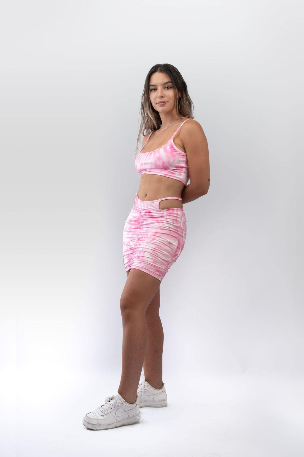 Tie Dye Thong Skirt in Pink - watts that trend