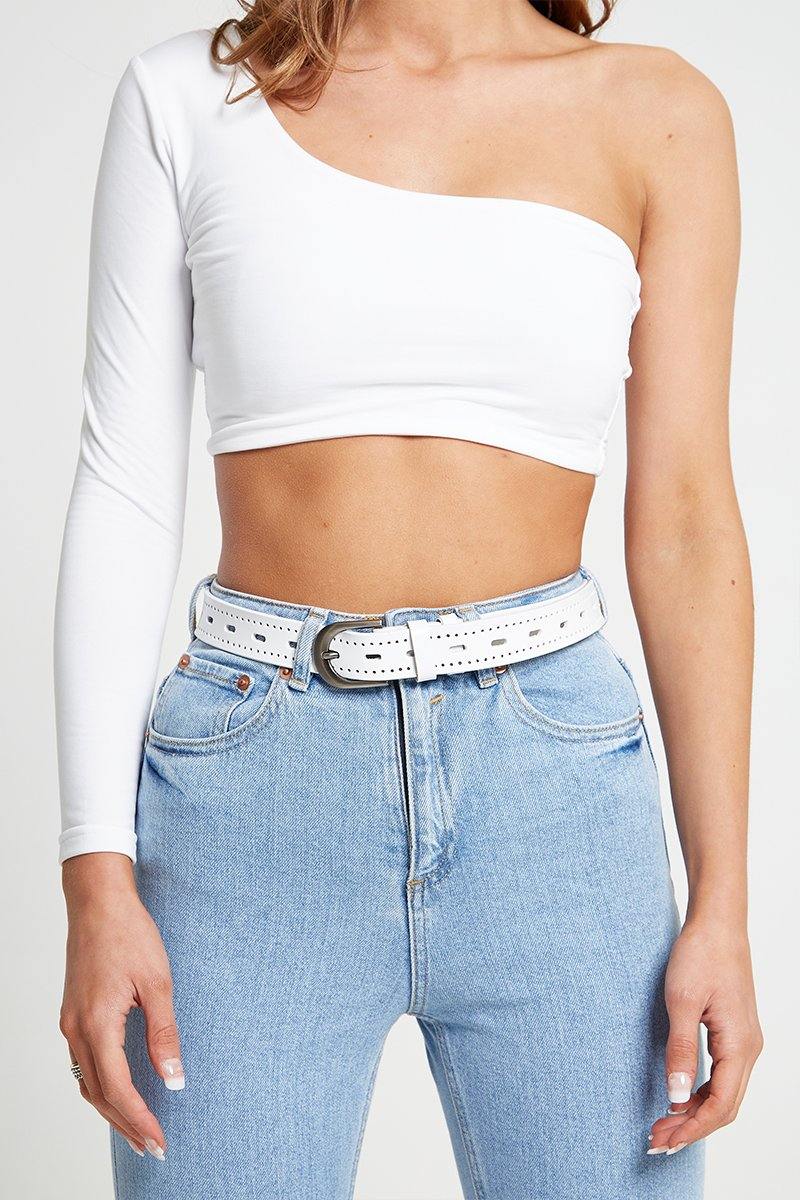 Vintage Style Belt in White - watts that trend